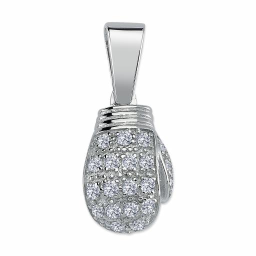 Sterling Silver Cubic Zirconia Single Boxing Glove Pendant