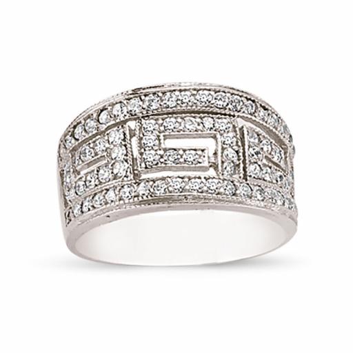 Sterling Silver Ladies Cubic Zirconia Cz Bombay Greek Key Eternity Wedding Ring Gift Box