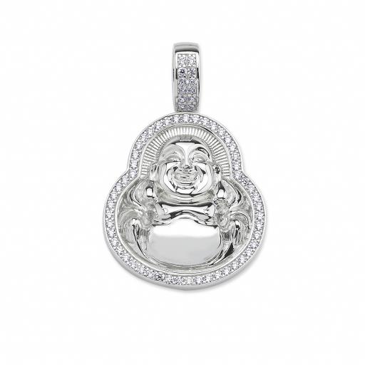 Sterling Silver CZ Sitting Buddha Pendant