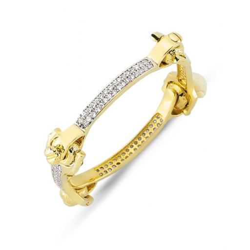 9ct Yellow Gold Childrens Cubic Zirconia Cz 4 Piece Stirrup Bangle