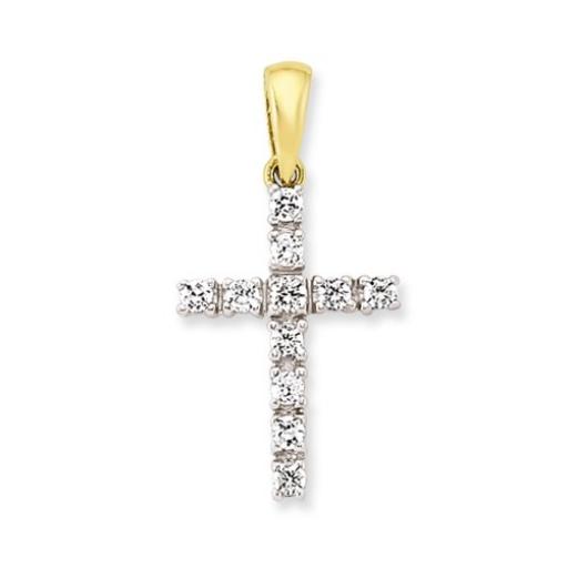 375 9ct Gold Cubic Zirconia Square Cross Pendant