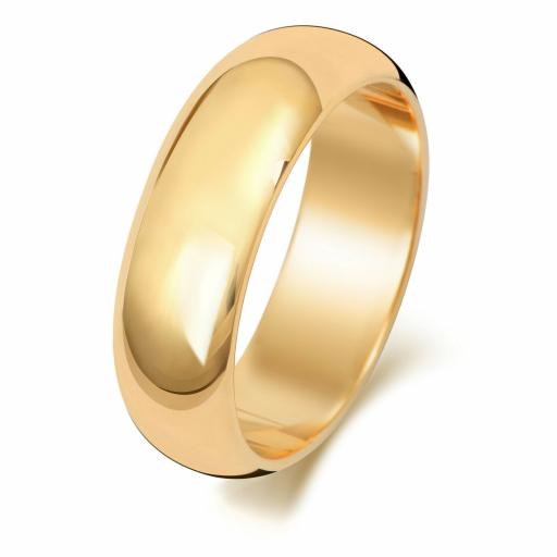 9ct Yellow Gold 6mm D Shape Wedding Band