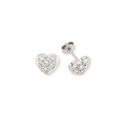 Sterling Silver 9mm Pave Set CZ Heart Studs