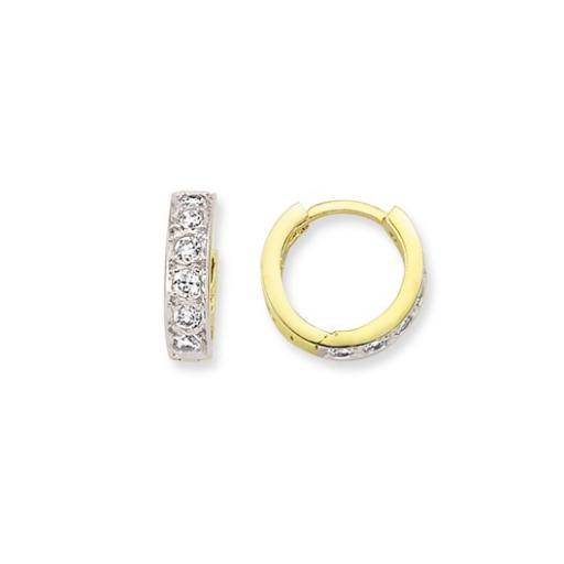 9ct Gold 11mm 6x Round Cubic Zirconia Huggie Hoop Earrings Gift Box