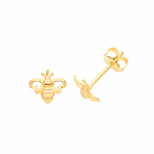 9ct Yellow Gold Bee Stud Earrings