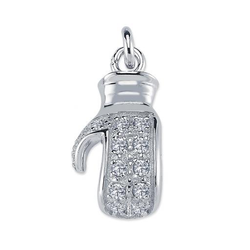 Sterling Silver CZ Single Boxing Glove Pendant