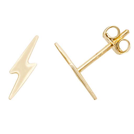 9ct Yellow Gold Lightning Bolt Stud Earrings