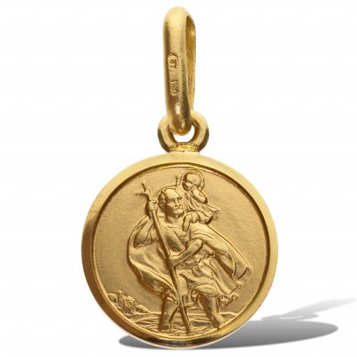 375 9ct Gold 10mm Round Satin Saint Christopher Pendant