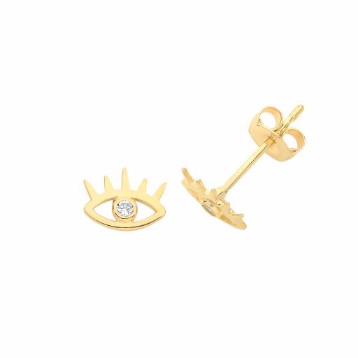 9ct Yellow Gold Evil Eye Stud Earrings