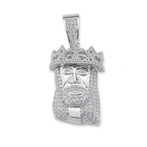 925 Sterling Silver Mm Round Cubic Zirconia Face Of Christ