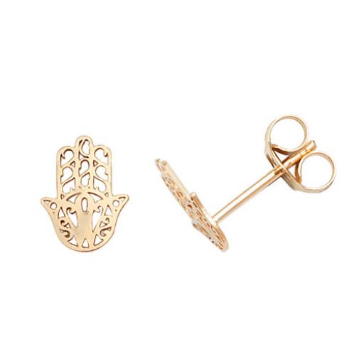 9ct Yellow Gold Hamsa Stud Earrings