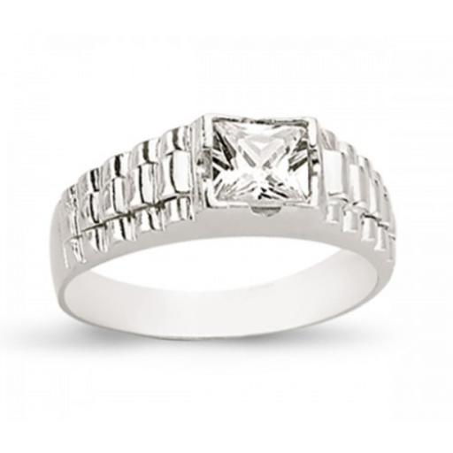 Sterling Silver Gents Square CZ Ring