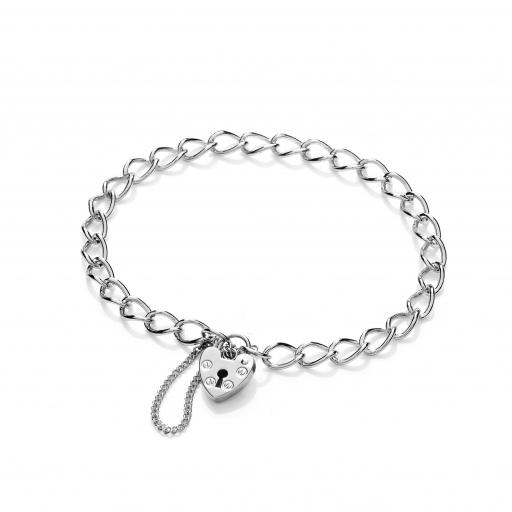 925 Sterling Silver 7.6" Ladies 5.8mm Charm Bracelet