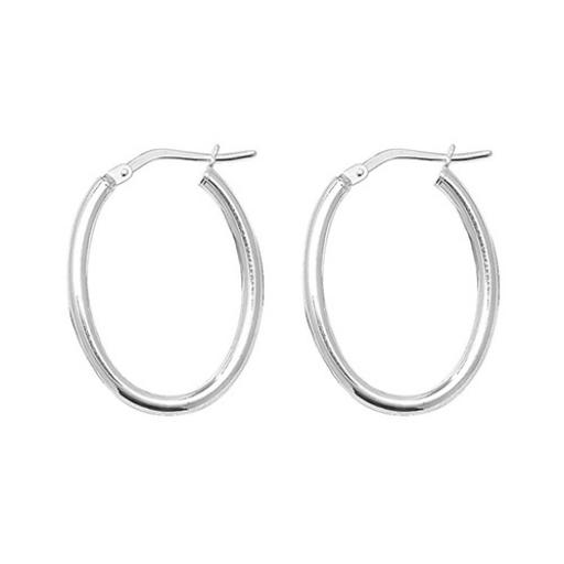 Sterling Silver Hoop Earrings Oval Plain Tube Sleepers Polished Creoles