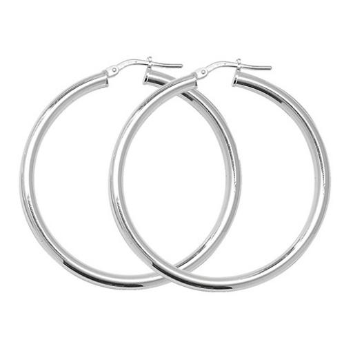 STERLING SILVER HOOP EARRINGS 2.5MM ROUND CREOLE POLISHED TUBE PLAIN SLEEPER