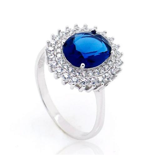 Sterling Silver Oval Sapphire CZ Ring