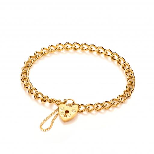 9ct Gold 7.6" Ladies 5.7mm Round Charm Bracelet