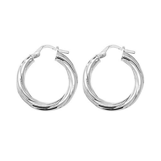 STERLING SILVER 20X3MM ROUND TWISTED TUBE HOOP EARRINGS