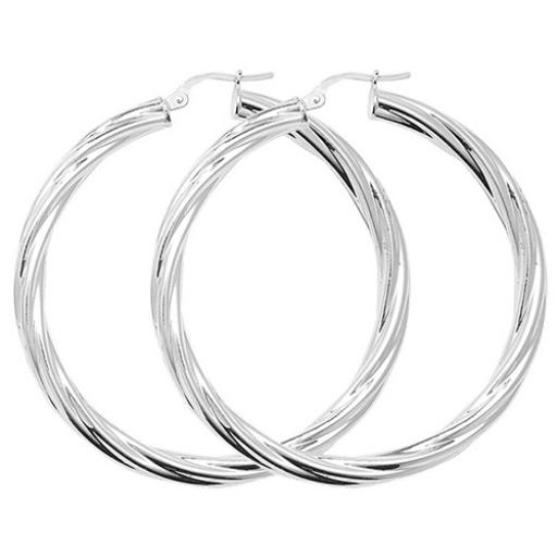 STERLING SILVER HOOP EARRINGS 3MM ROUND CREOLE CABLE TWIST TUBE CANDY RIBBON SLEEPER GIFT BOX