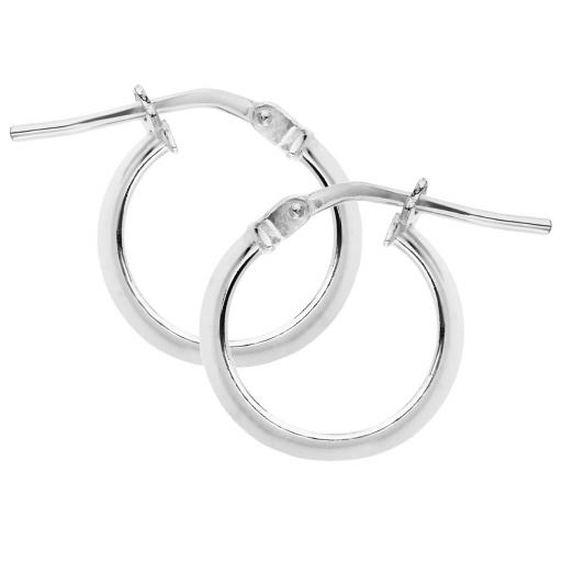 Sterling Silver 13x3mm Plain D Shape Hoop Earrings