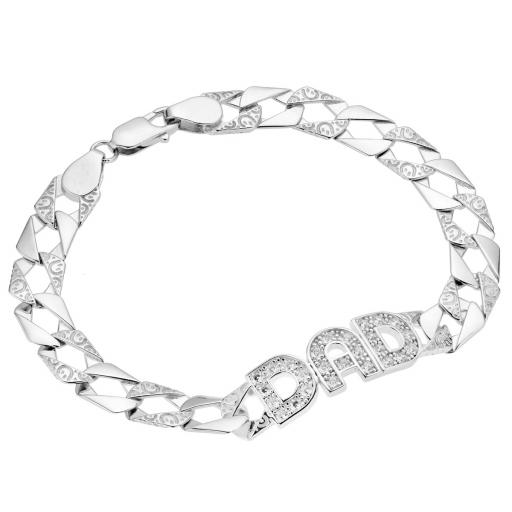 925 Sterling Silver 8.5" Cz Dad Bracelet