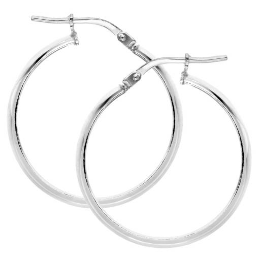 Sterling Silver 23x3mm D Shape Plain Hoop Earrings