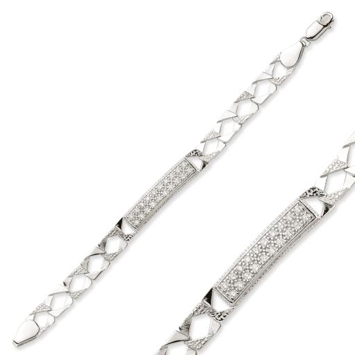 Sterling Silver 6" Baby Curb Cubic Zirconia Identity Cz Bracelet