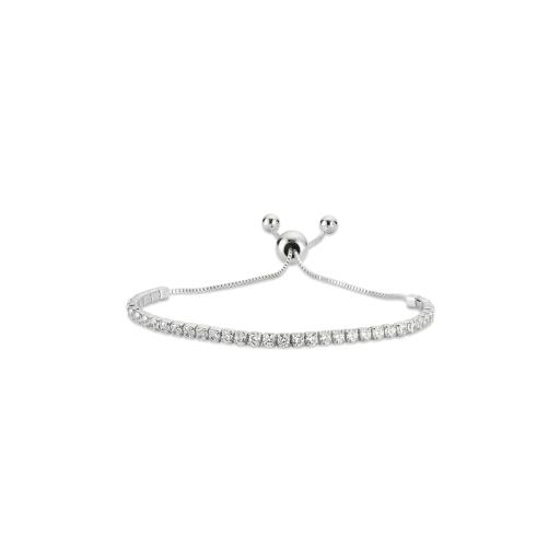 Ladies Sterling Silver CZ Adjustable Bracelet