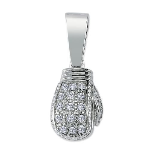 Sterling Silver CZ Single Boxing Glove Pendant