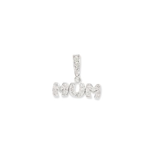 Sterling Silver 23mm White CZ Mum Pendant