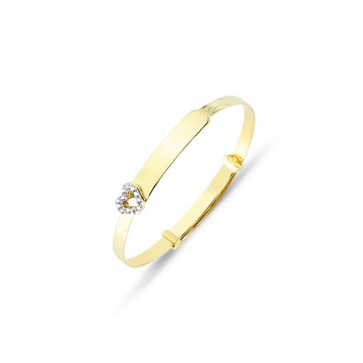 9ct Gold Heart Cz Baby Bangle