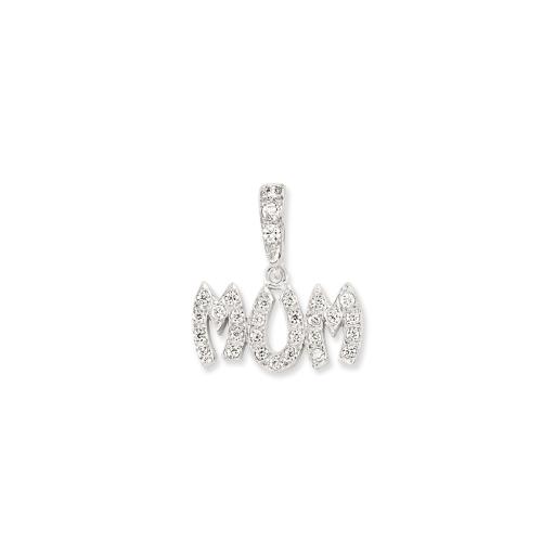 Sterling Silver 26mm Cz Mum Pendant