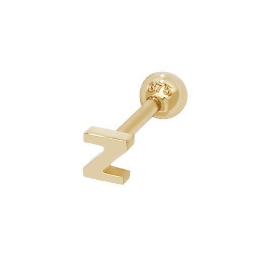 9ct Gold Single Initial Z Cartilage Helix Stud