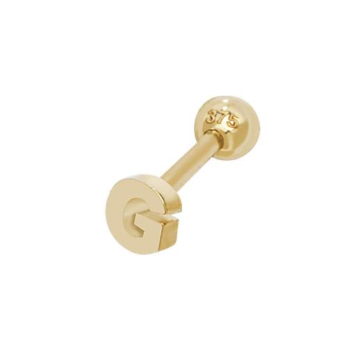 9ct Gold Single Initial G Cartilage Helix Stud