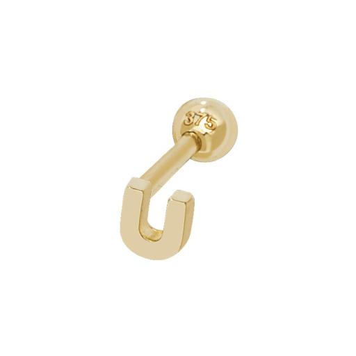 9ct Gold Single Initial U Cartilage Helix Stud