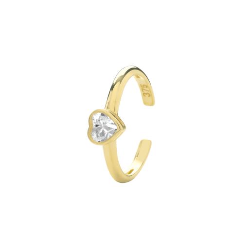 9ct Gold Single CZ Heart Ear Cartilage Cuff