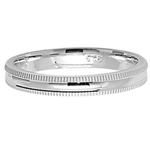 Sterling Silver Wedding Rings Free Engraving 3mm Mill Grain D Shape Ladies Gents Court Bands Free Jewellery Gift Box