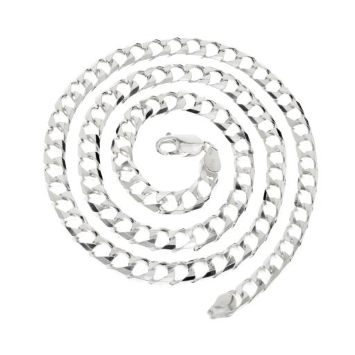 Sterling Silver Curb Chain 5.5mm Flat Square Bevel Edge Chain