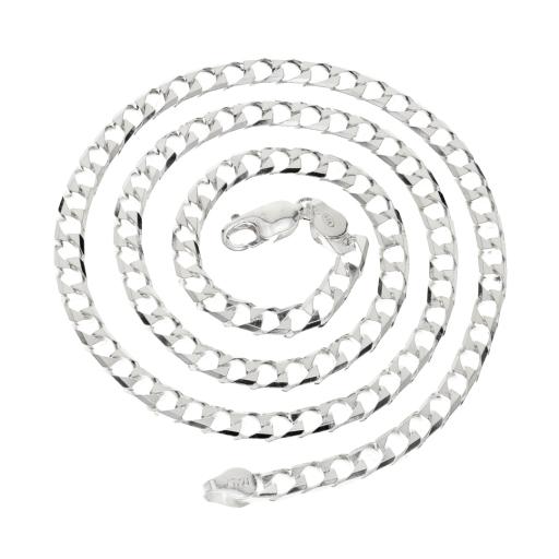 Sterling Silver Curb Chain 4.8mm Flat Square Bevel Edge Diamond Cut Link Necklace Ladies Gents Gift Box