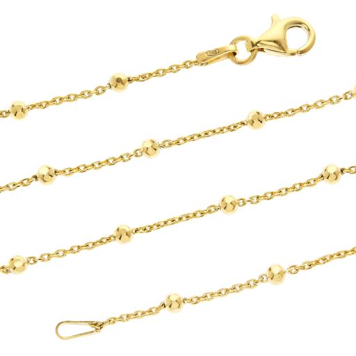 Sterling Silver Gold Plated Trace And Ball Chain