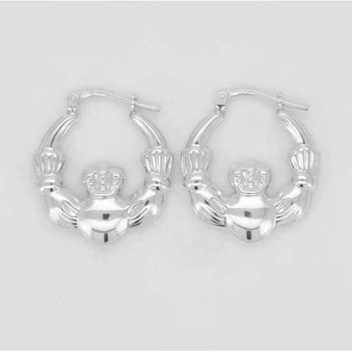 Sterling Silver Claddagh Hoop Earrings 20x15mm Creoles Gift Box