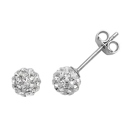 Sterling Silver 6mm White Crystal Studs