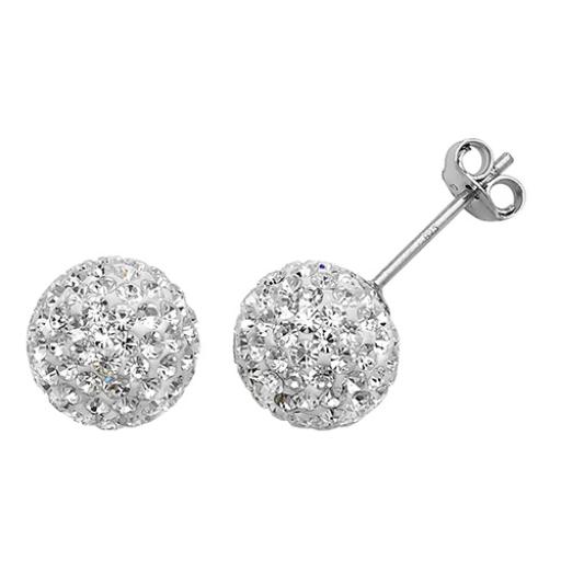 Sterling Silver 10mm White Crystal Studs