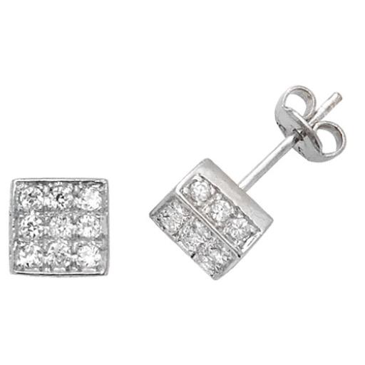 925 Sterling Silver 8mm Square CZ Studs