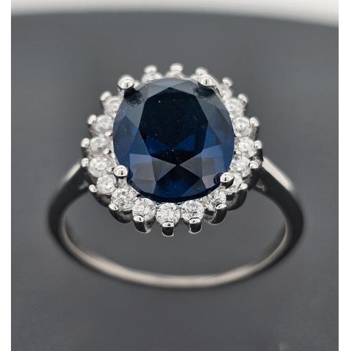 Sterling Silver Oval Blue Ring