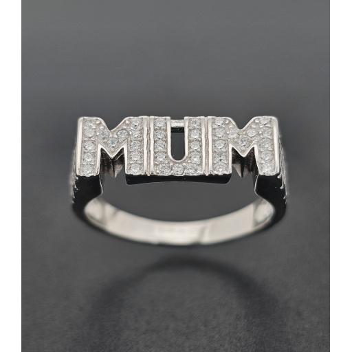 925 Sterling Silver Cubic Zirconia Pave Cz Mum Ring