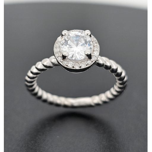 Sterling Silver CZ Twisted Halo Ring