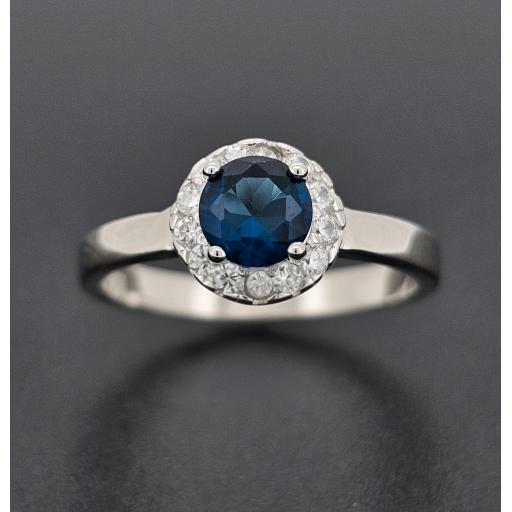 Sterling Silver CZ Sapphire Blue Ring
