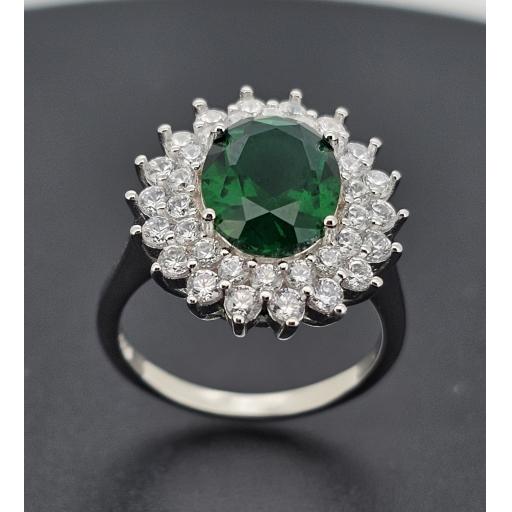Sterling Silver Emerald Dress Ring