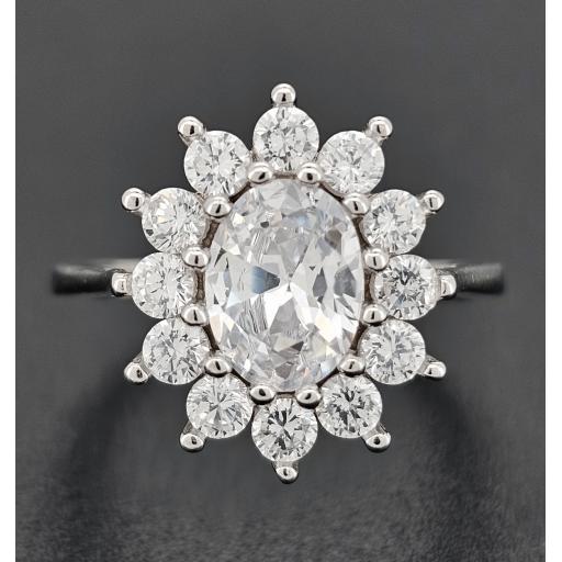 Sterling Silver Oval White Ring